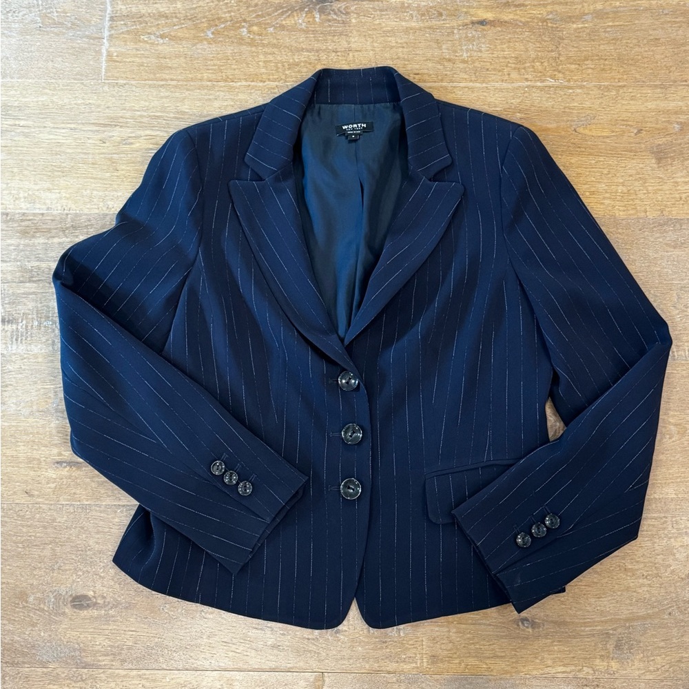 Worth - Dark Blue Pinstripe Blazer
